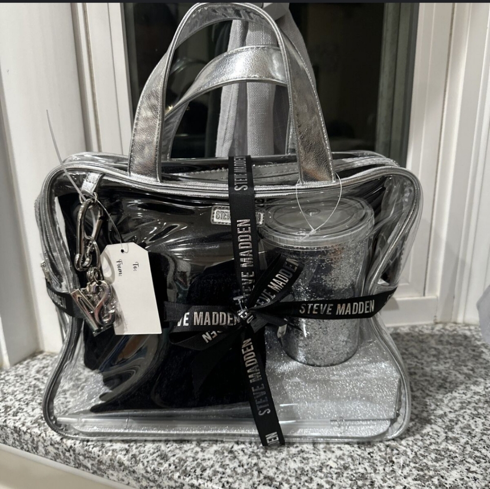 Steve Madden Silver and Black Women's Bag 5 Piece Set